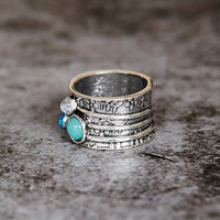 Handcrafted Multi-Stone Silver Band Ring
