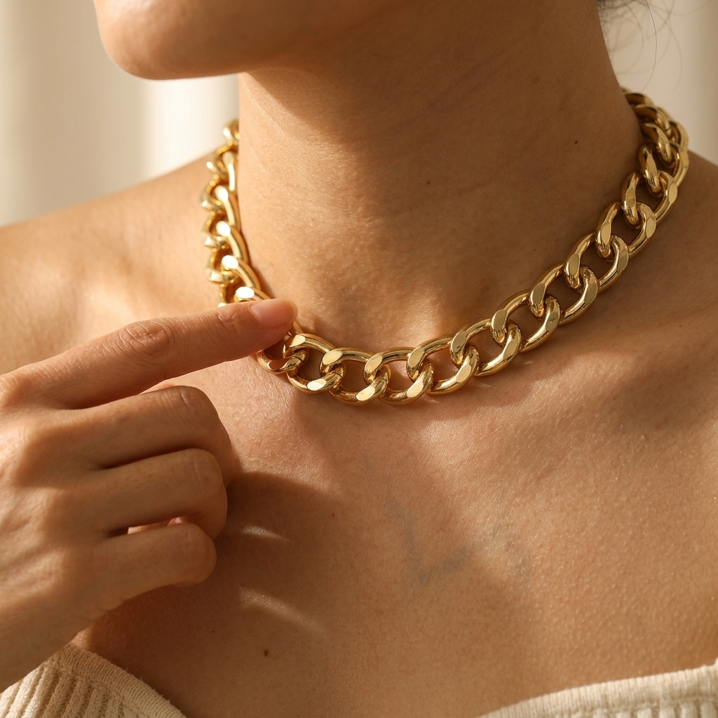 Golden Geometric Chain Necklace