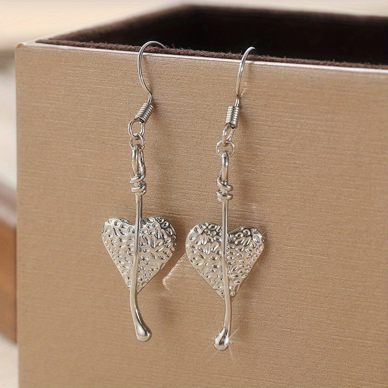 Bohemian Heart Shaped Irregular Plant Leaf Dangle Earrings