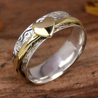 Vintage Two Tone Patterned Heart Spinner Ring