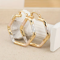 Vintage Retro Style Gold Plated Round Tie Dye Hoop Earrings