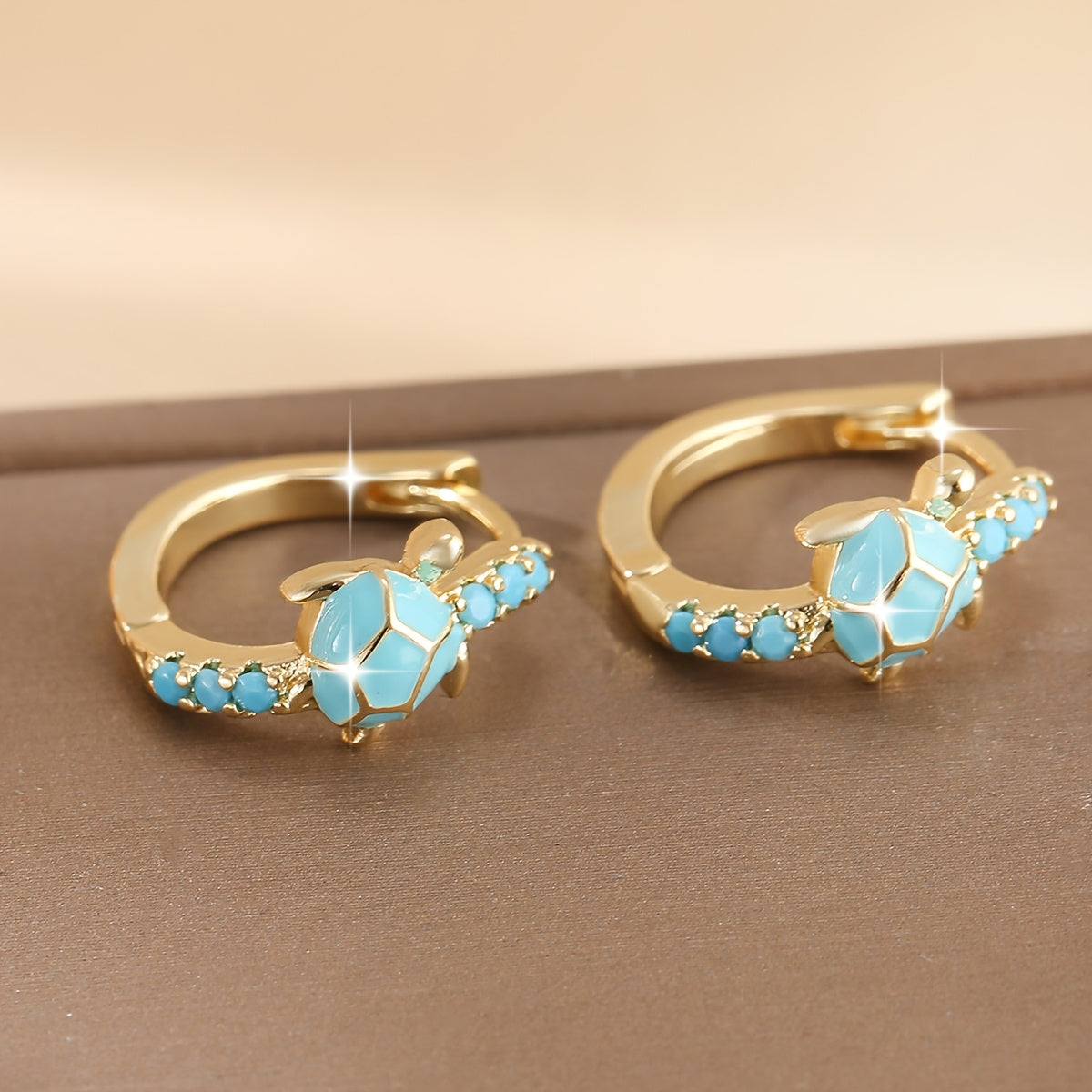 Vintage Turtle Earrings with Synthetic Turquoise