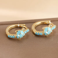 Vintage Turtle Earrings with Synthetic Turquoise