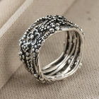 Vintage Carved Floral Branches And Leaf Twists Band Ring