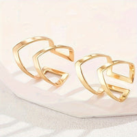 Silver Double-Layer V-Shape Adjustable Statement Ring
