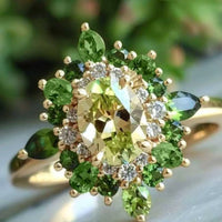 Elegant Vintage Two Tone Green Zirconia Ring