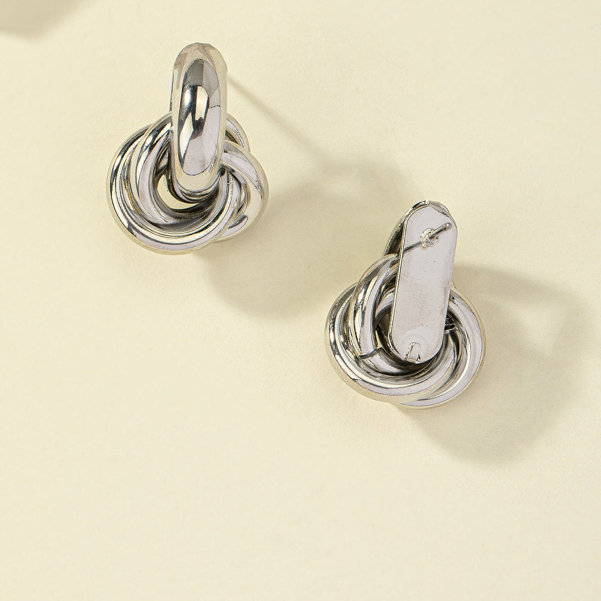 Elegant Silver Plated Geometric Interlocking Hoop Earrings