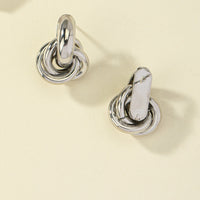 Elegant Silver Plated Geometric Interlocking Hoop Earrings