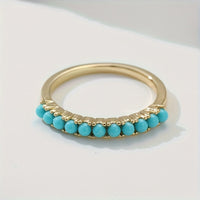Bohemian Turquoise Beaded Gold Plated Band Ring