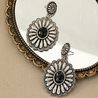 Vintage Bohemian Turquoise Round Pattern Earrings