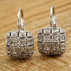 Classic White Zirconia Hook Shaped Hoops Earrings