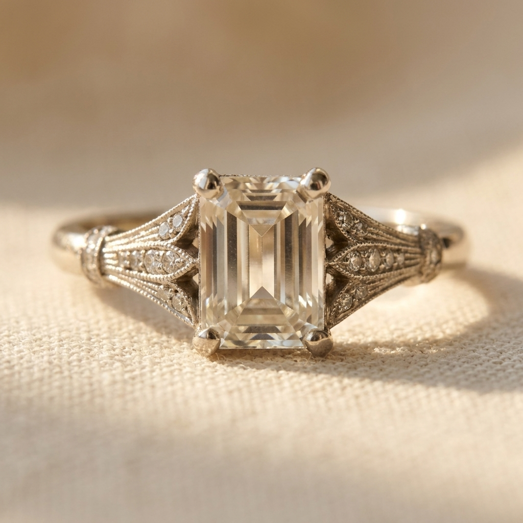 Luxury Vintage Art Deco Engagement Ring