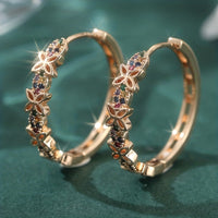 Elegant Bohemian Multi Color Zirconia Floral Butterfly Earrings