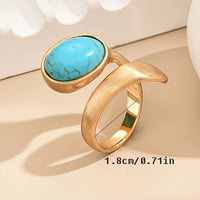 Bohemian Turquoise Gold Plated Open Band Ring