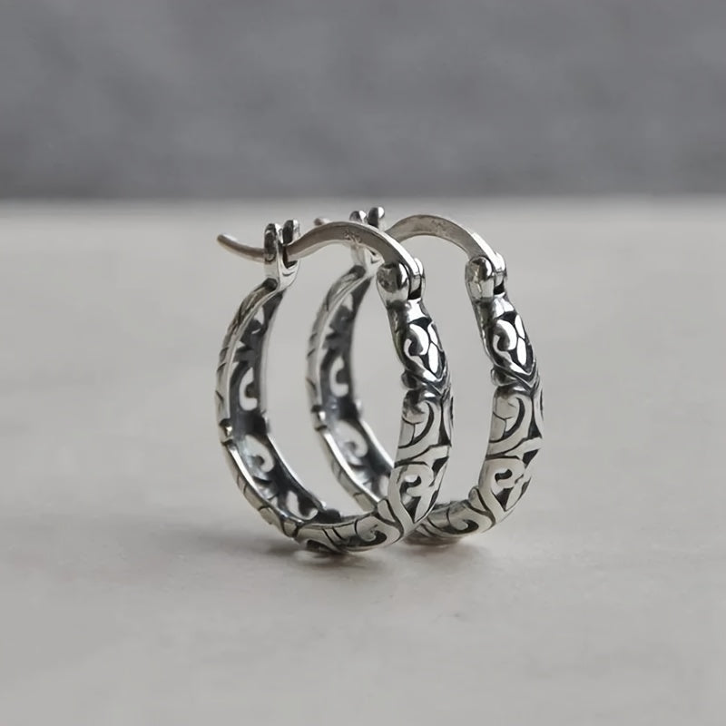 Vintage Irish Celtic Rune Hoop Earrings