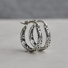 Vintage Irish Celtic Rune Hoop Earrings
