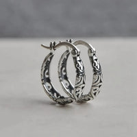 Vintage Irish Celtic Rune Hoop Earrings