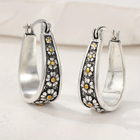 Vintage Hand-Cut Daisy Hoop Earrings