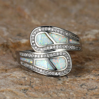 Vintage Boho White Opal Stone Ring