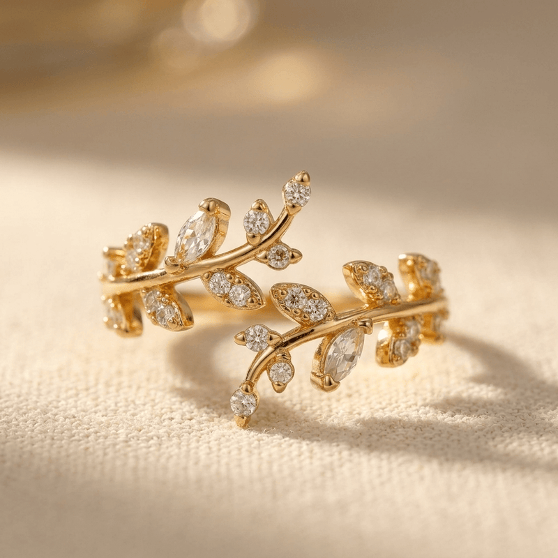 Bohemian Gold Synthetic Flower Vine Ring