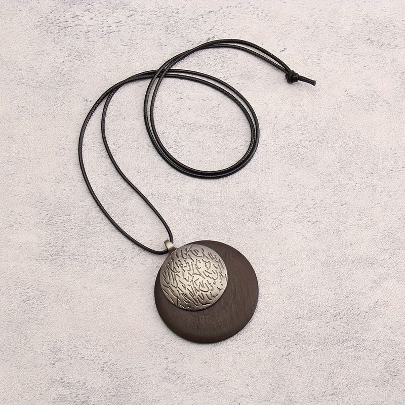 Bohemian Retro Style Spiral Medallion Pendant Long Necklace