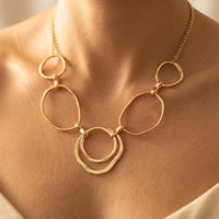 Boho Gold Hammered Multi Circle Necklace