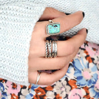 Elegant Bohemian Aztec Style Wide Band Silver Ring