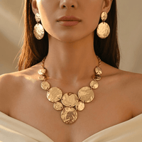 Geometric Metal Jewelry Set Necklace Earrings