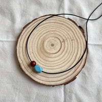 Bohemian Turquoise and Cinnabar Round Beaded Pendant Necklace