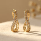 Luxurious Copper Gold Plated Zirconia Circular Hoop Earrings