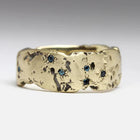 Vintage Golden Forged Ring with Blue Crystal Accents