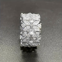 Stylish Wide Zirconia Floral Cluster Diamond Ring