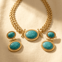 Individual Turquoise Necklace Earrings Set