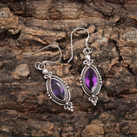 Vintage European Style Purple Zirconia Crystal Inlay Earrings