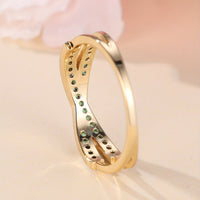 Elegant Minimalist Crossover Twisted Gold Plated Zirconia Ring