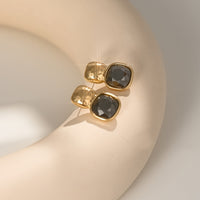 Vintage Gold-Tone Geometric Square Earrings