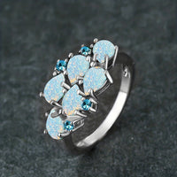 Classic Green Water Drop Opal Cluster Ring
