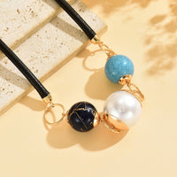 Bohemian Minimalist Pearl & Turquoise Bead Necklace