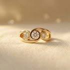 Vintage Inlaid Zirconia Spiral Gold Ring