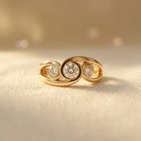 Vintage Inlaid Zirconia Spiral Gold Ring