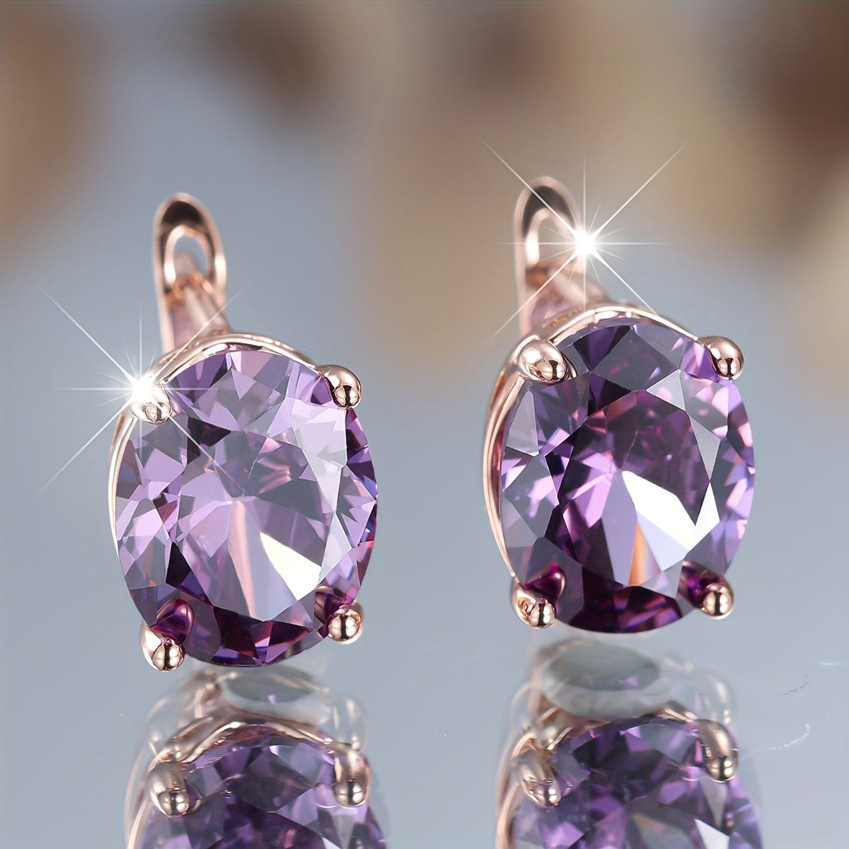 Elegant Boho Style Purple Cubic Zirconia Drop Earrings