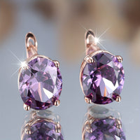 Elegant Boho Style Purple Cubic Zirconia Drop Earrings