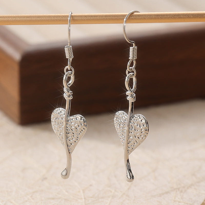 Bohemian Heart Shaped Irregular Plant Leaf Dangle Earrings