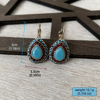Vintage Teardrop Turquoise Halo Drop Earrings