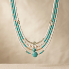 Bohemian Turquoise Seed Bead Pearl Choker Necklace Set