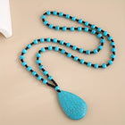 Bohemian Turquoise Beaded Large Teardrop Pendant Necklace