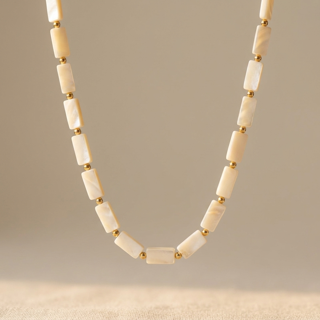 Natural Stone Geometric Ocean Beadwork Necklace