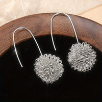 Handcrafted Silver Wire Flower Drop Earrings