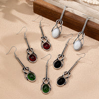 Vintage Round Glass Zinc Alloy Artisan Drop Earrings