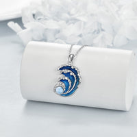 Elegant Ocean Wave Pearl Pendant Necklace